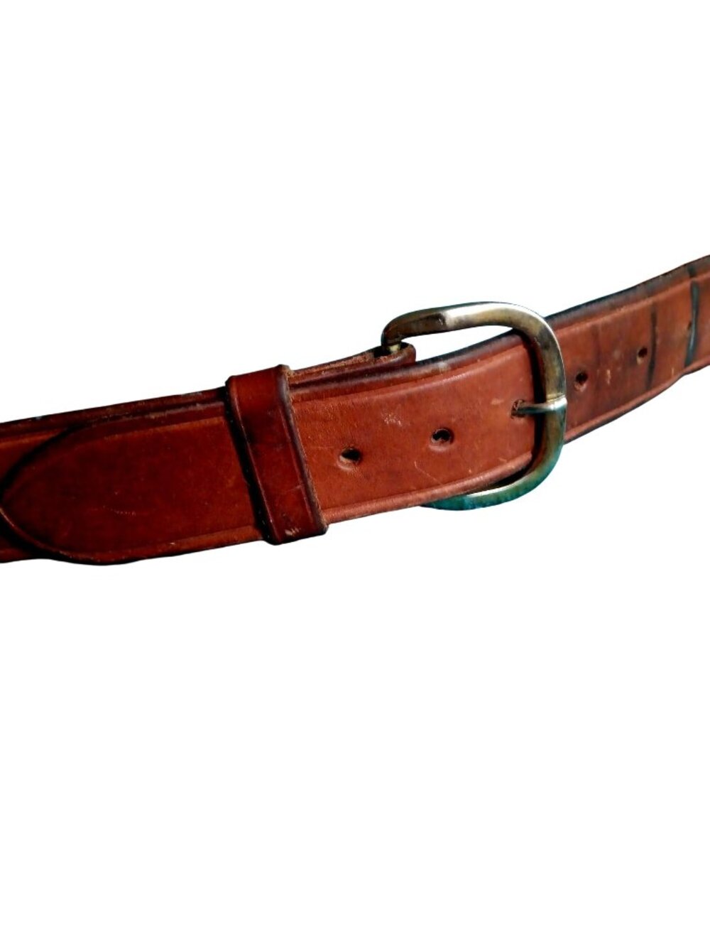 Vintage sz 38 Brown Leather Thick Belt Western Work Rodeo Hardware